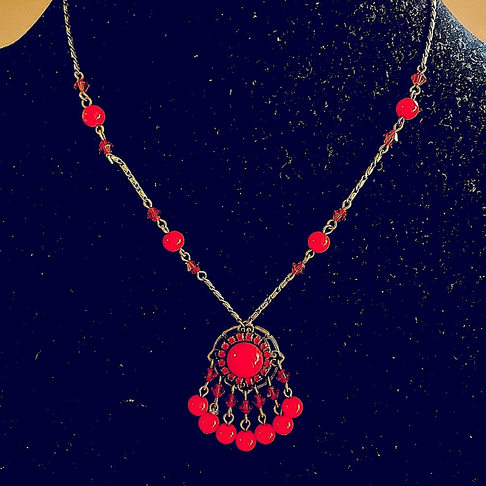 NWOT.  Liz Palacios Swarovski Crystal necklace.  Stand out orange pendant.